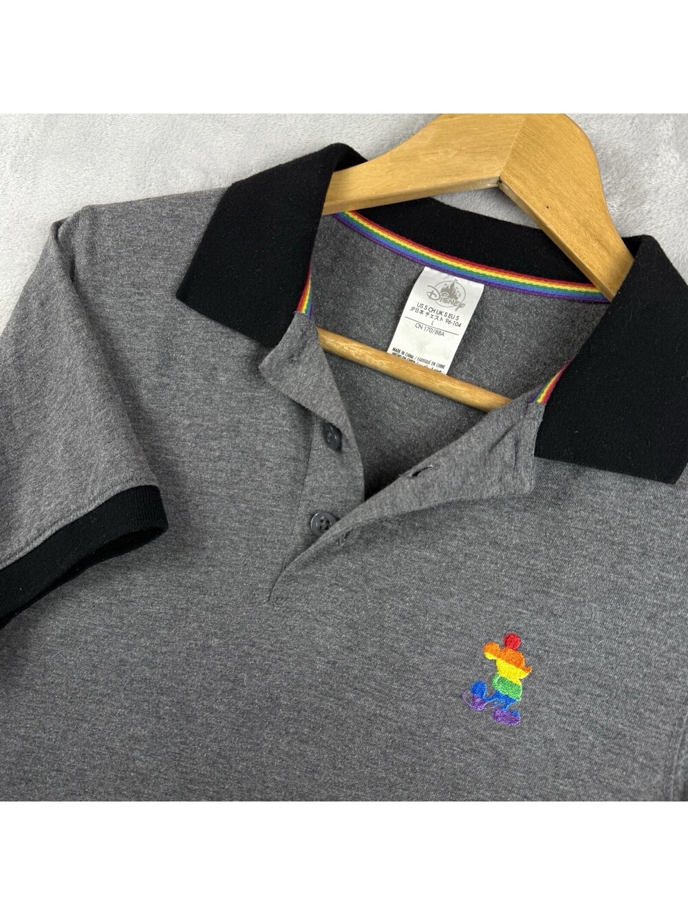 Disney Rainbow Pride Mickey Mouse Polo Shirt Men Size S Colorful Theme Park Prep